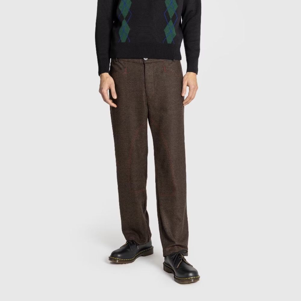 NWT Thames Wool-Blend Cantering Trousers in Brown/Red Detail, Size 30